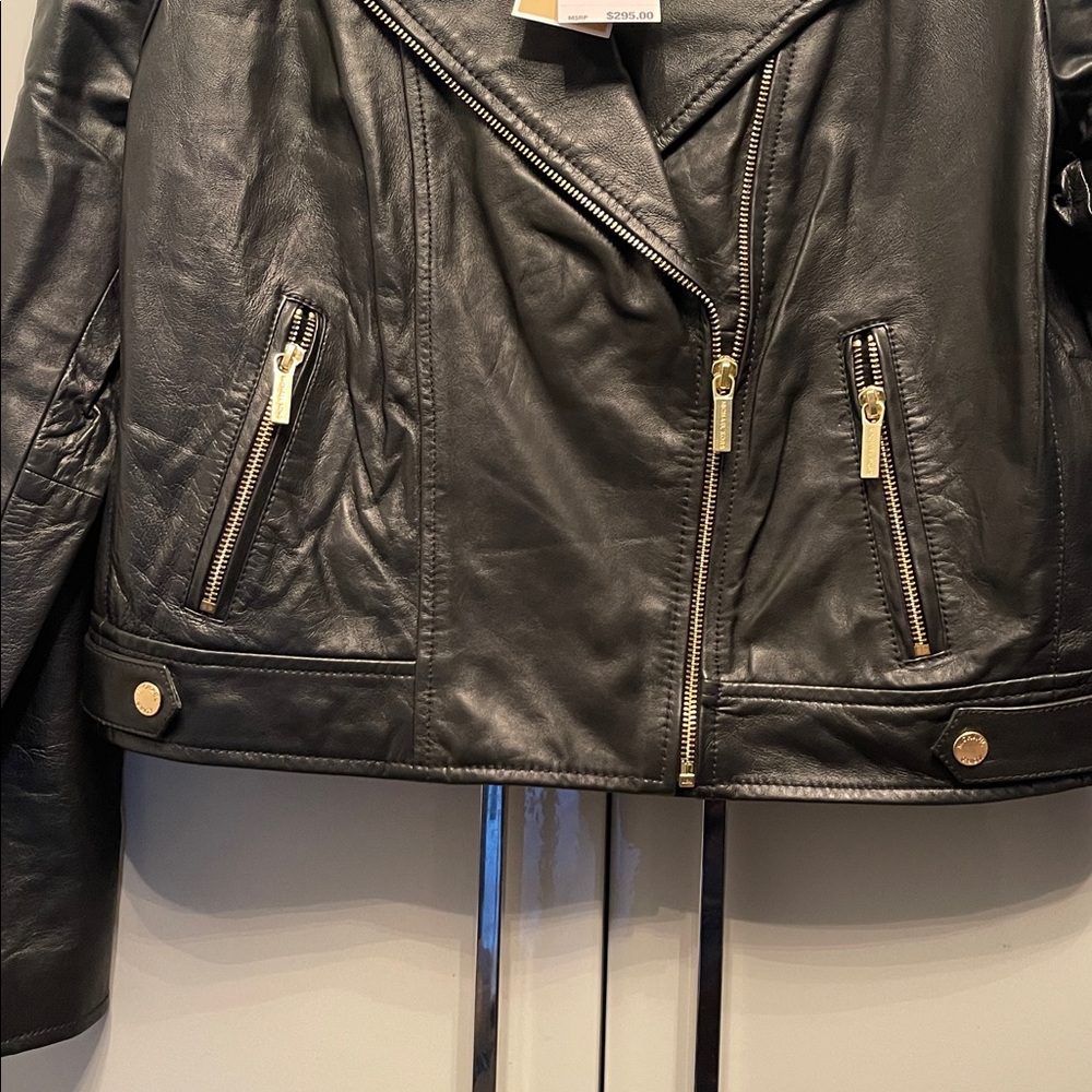 Michael Kors Black Leather Moto Jacket - Picture 4 of 4
